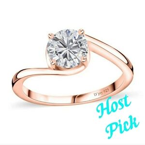 Host Pick 🌟Moissanite Solitaire Ring in Vermeil Rose Gold Over Sterling Silver